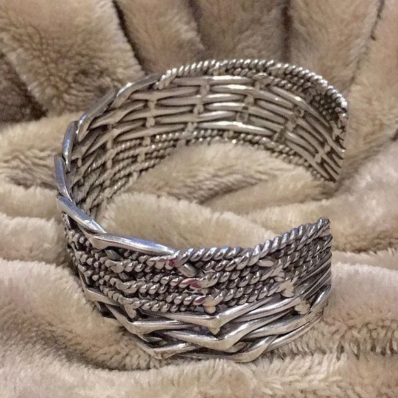 VINTAGE Sterling Silver Modern Cuff Bracelet - Picture 5 of 14